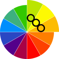 Color wheel highlighting analogous colors: light green, yellow, and yellow-orange